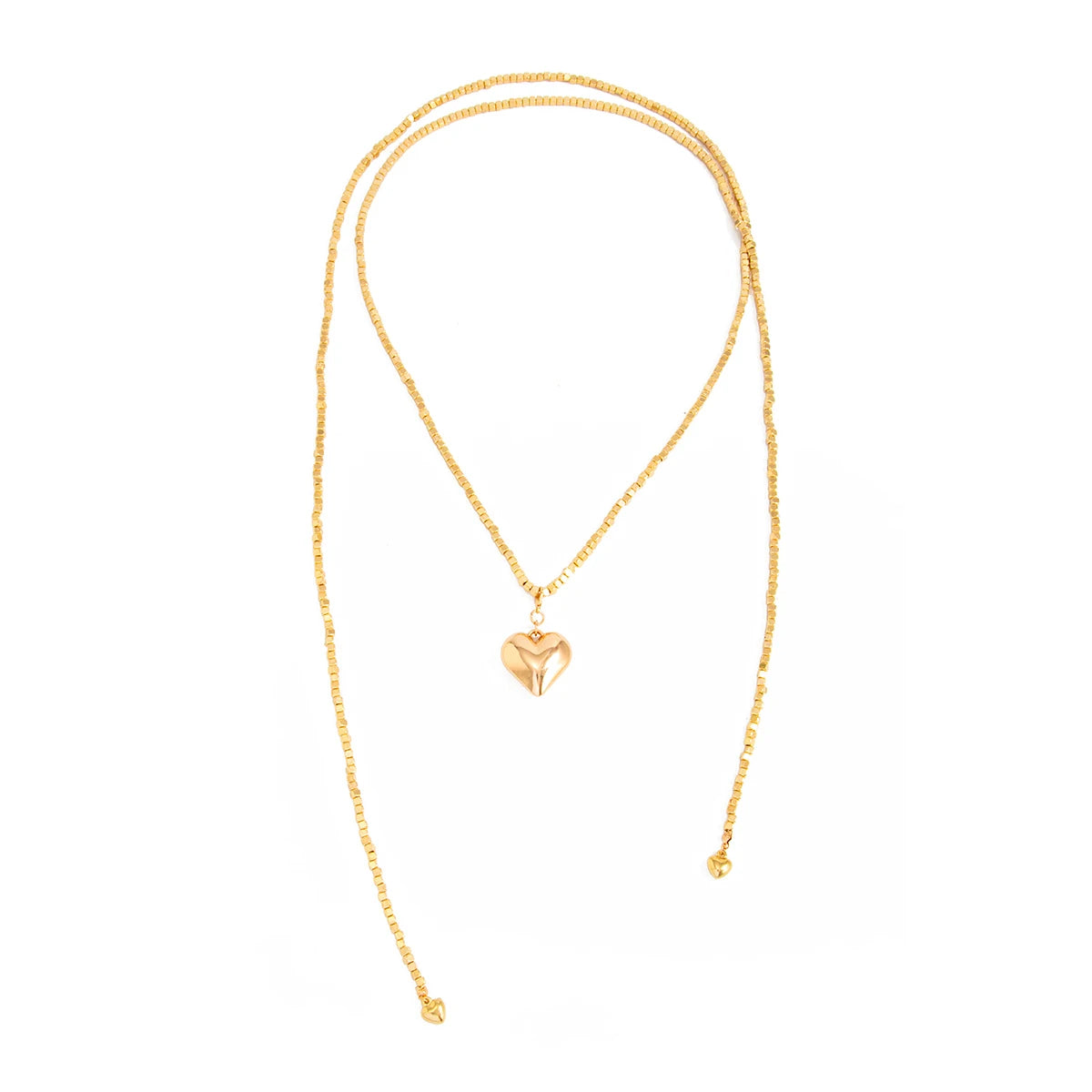 Golden Charm Heart Sweater Chain