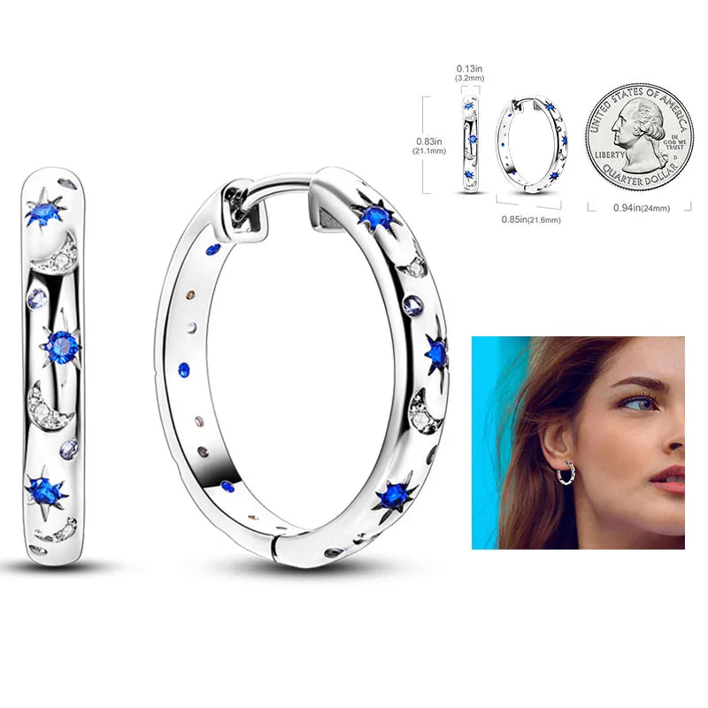 Cosmic Heart & Star Silver Hoops Collection