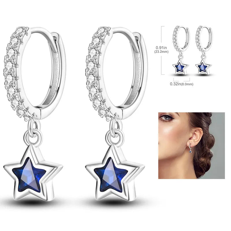 Cosmic Heart & Star Silver Hoops Collection