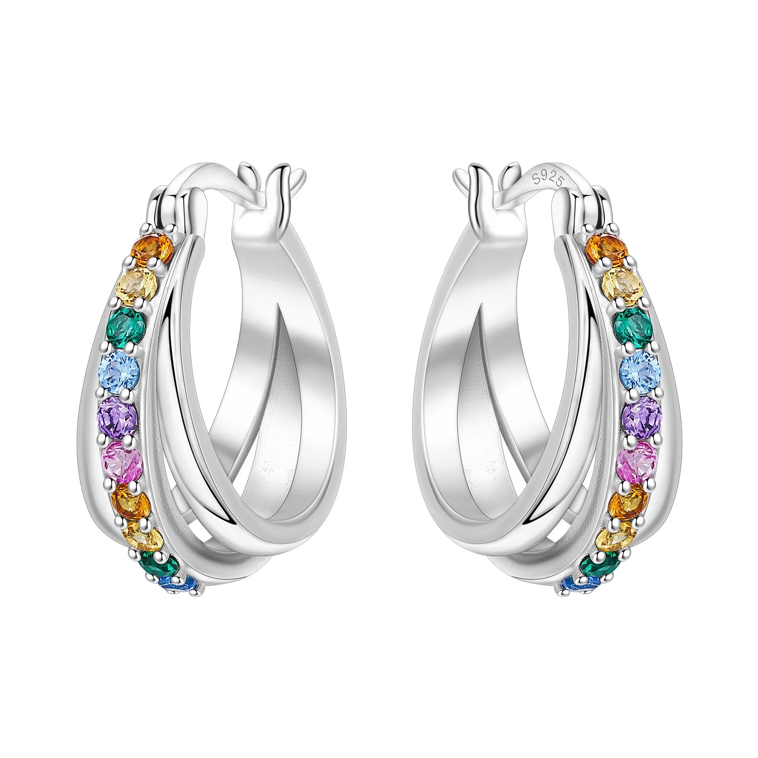 Lumineer Multi-Layer Sterling Hoops