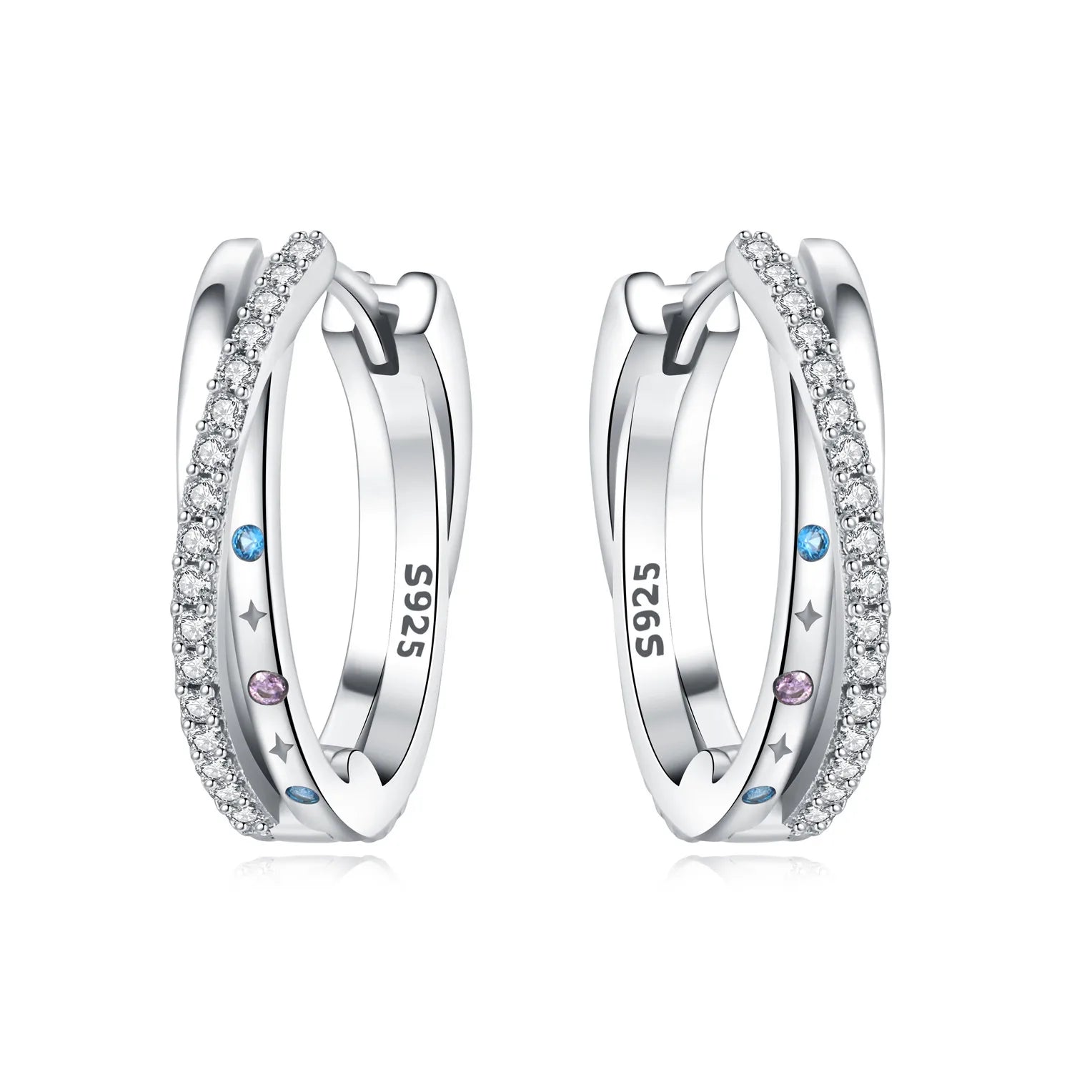 Lumineer Multi-Layer Sterling Hoops