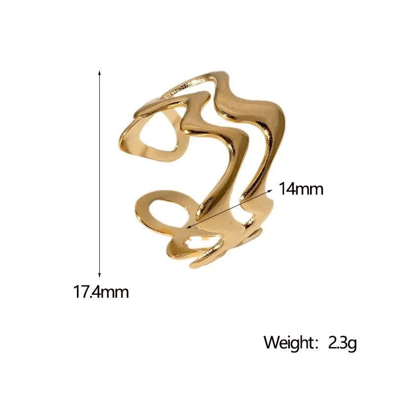 Golden Waveform Ring