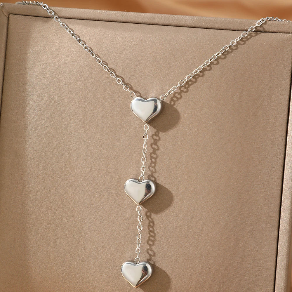 Peach Heart Fringe Necklace