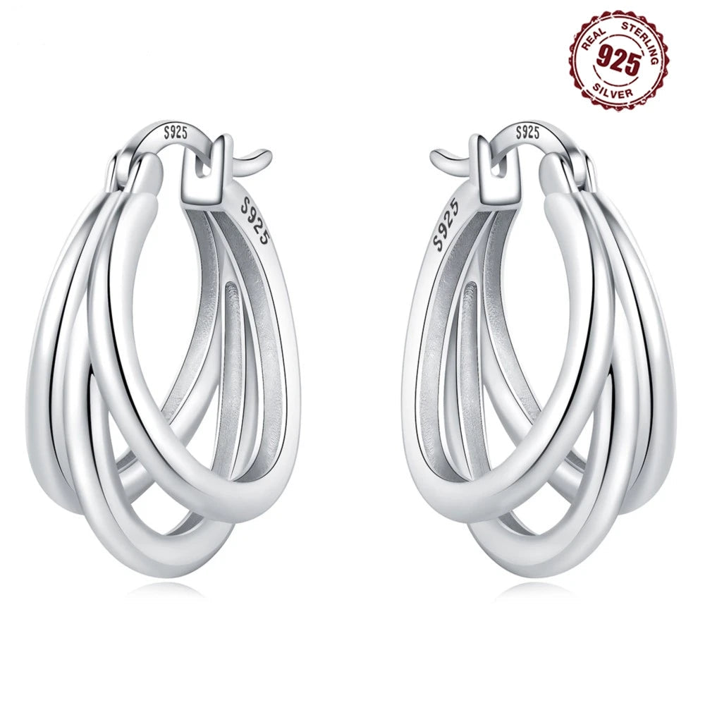 Lumineer Multi-Layer Sterling Hoops