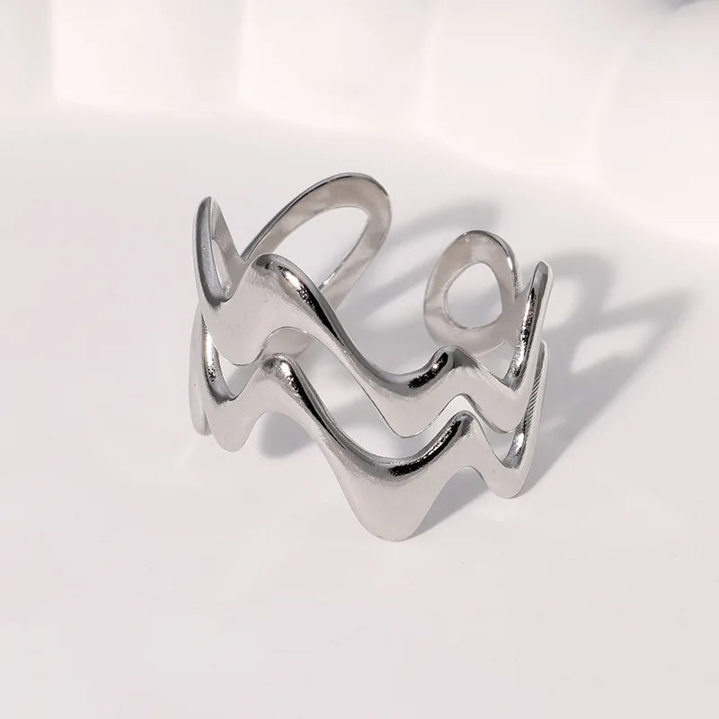 Golden Waveform Ring