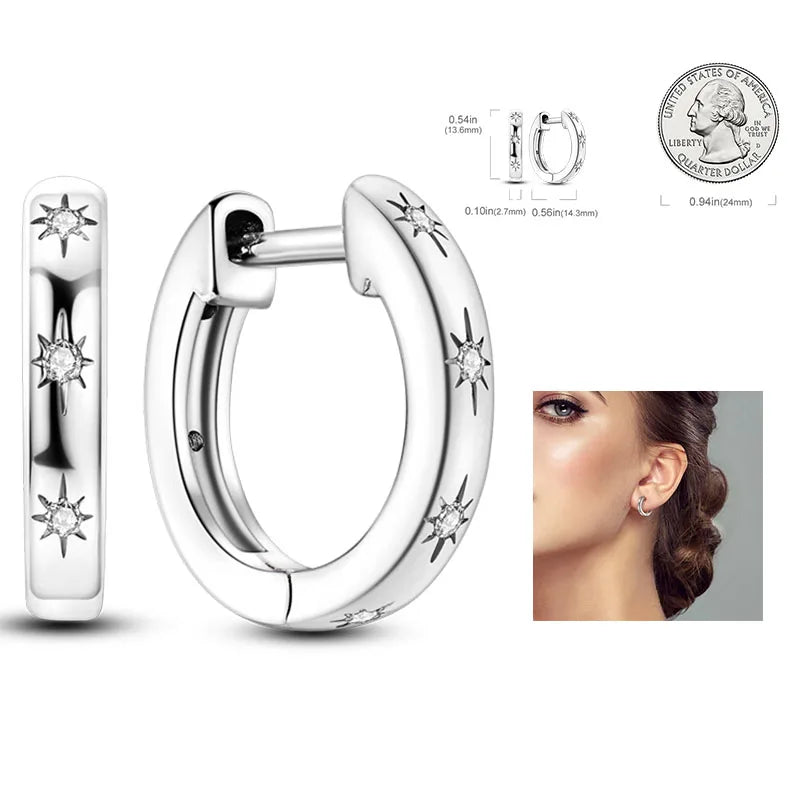 Cosmic Heart & Star Silver Hoops Collection