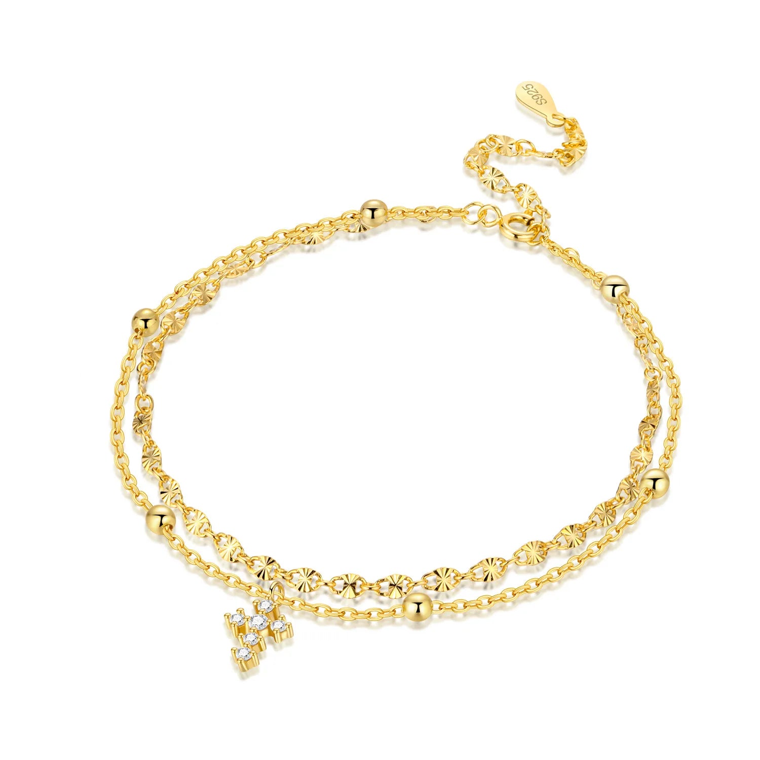 Orstarry Double Cross Grace Anklet