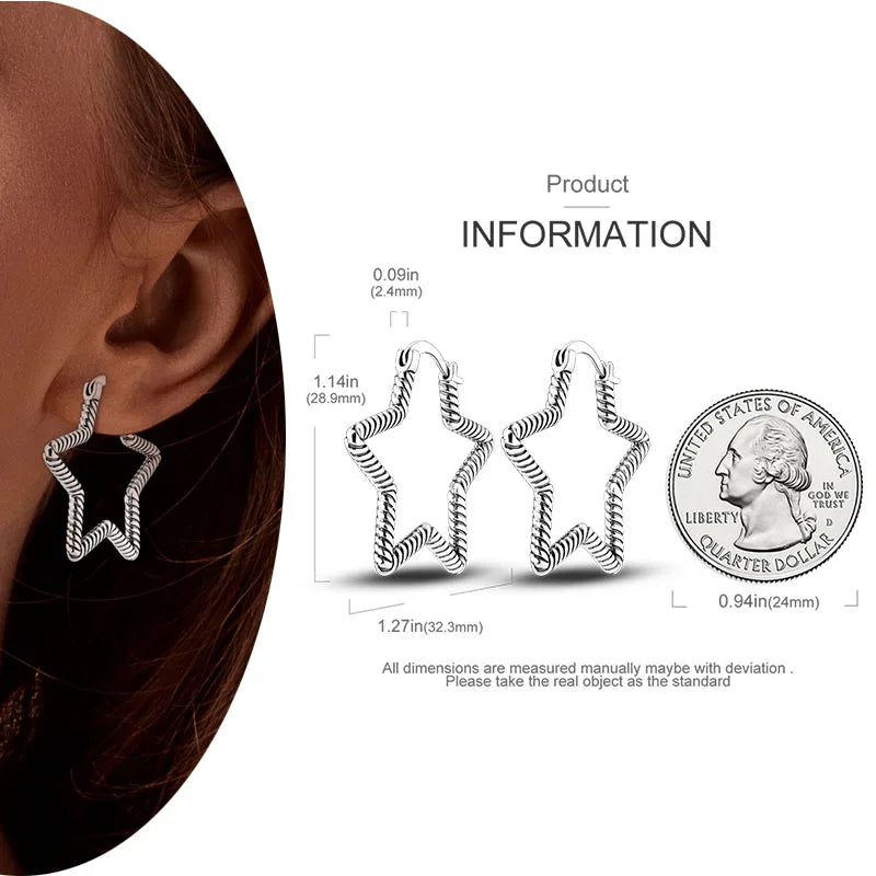 Cosmic Heart & Star Silver Hoops Collection