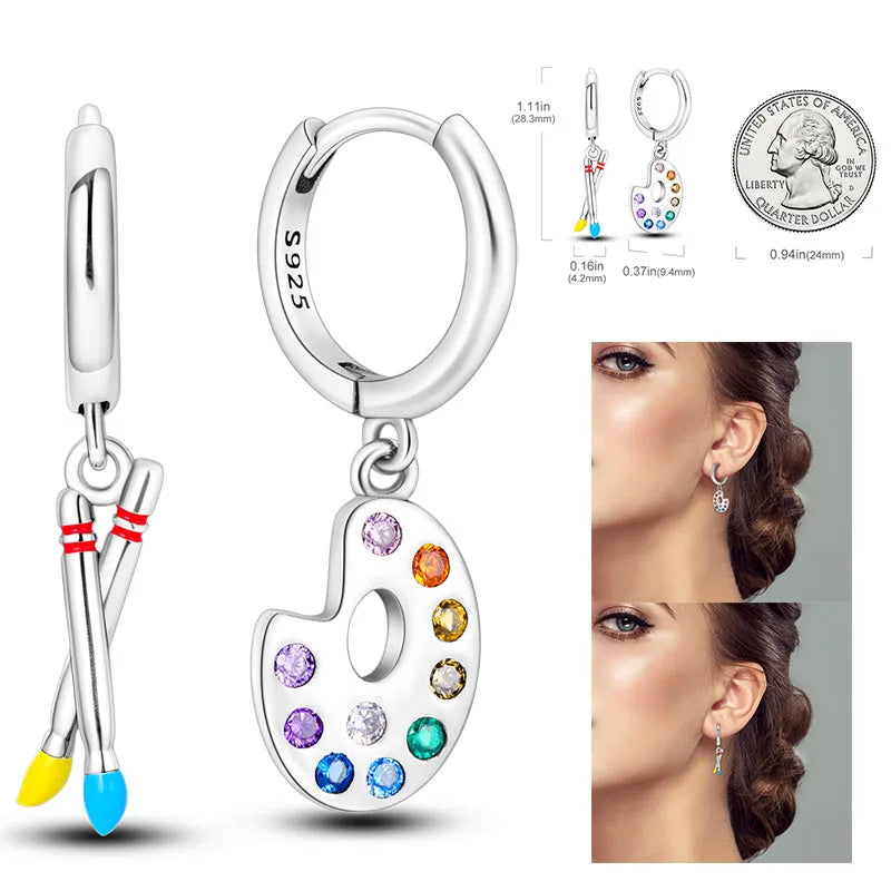 Cosmic Heart & Star Silver Hoops Collection