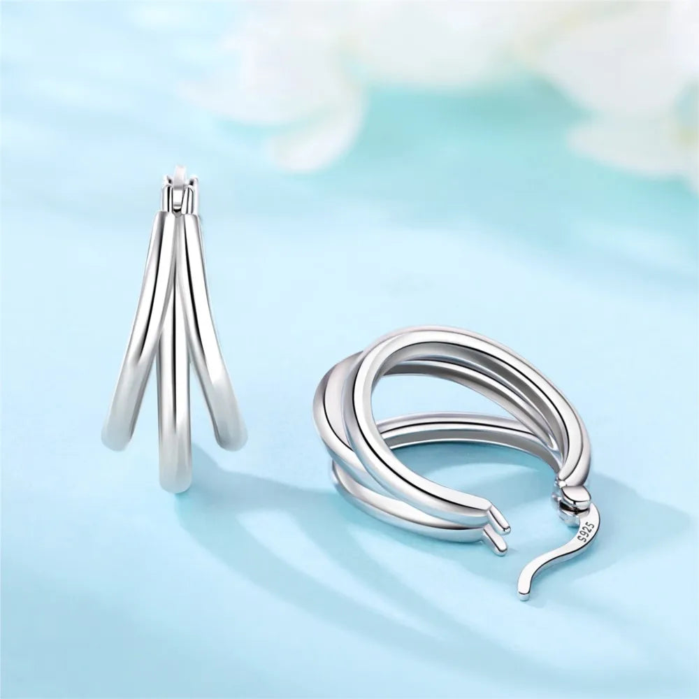 Lumineer Multi-Layer Sterling Hoops
