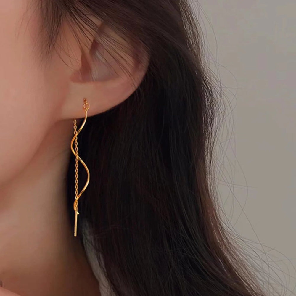 Golden Wave flow Dangle Earrings