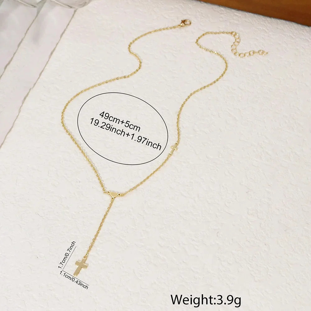 Mini Heart Cross Y Necklace