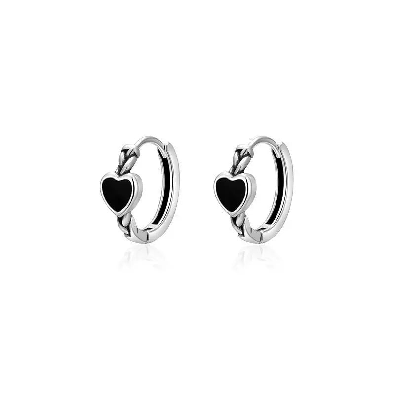 Midnight Heart Hoop Earrings