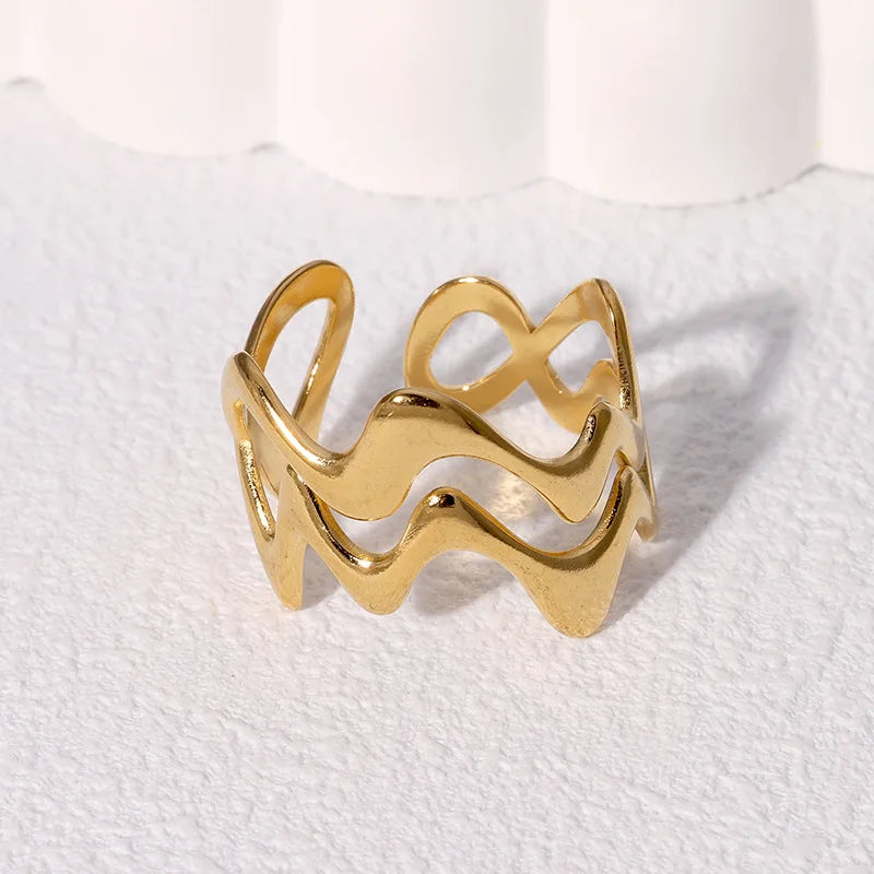 Golden Waveform Ring