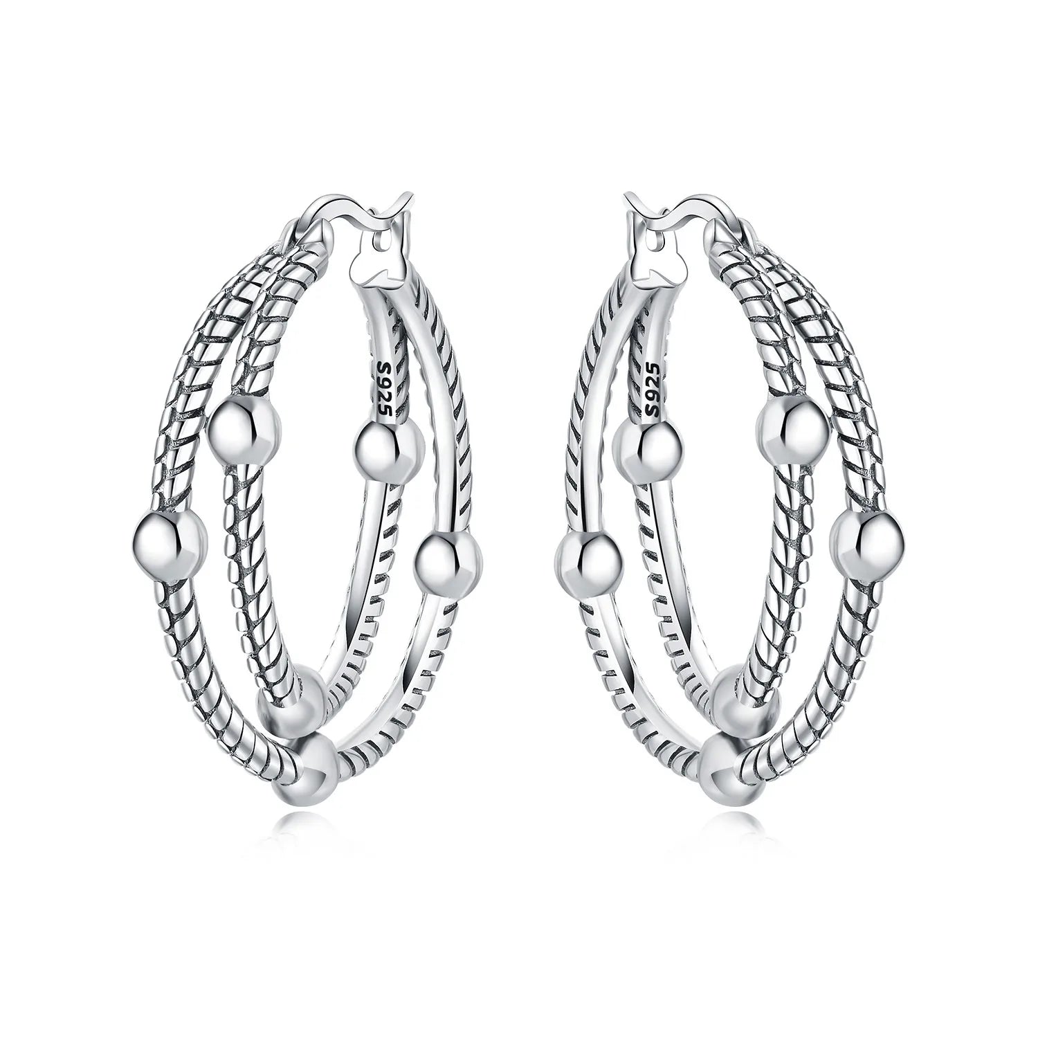 Lumineer Multi-Layer Sterling Hoops