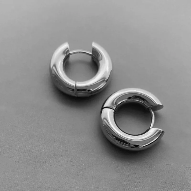 Luna Bold Round Huggies Earrings.