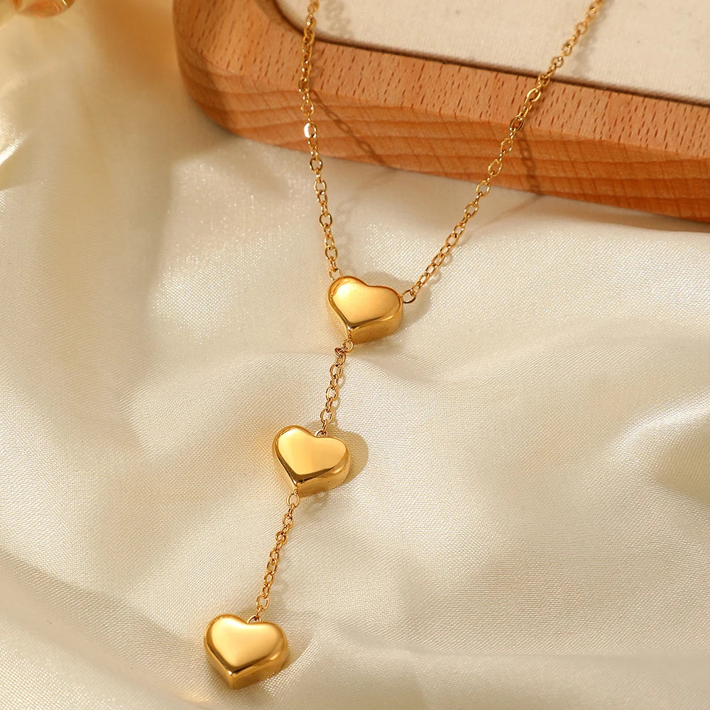 Peach Heart Fringe Necklace