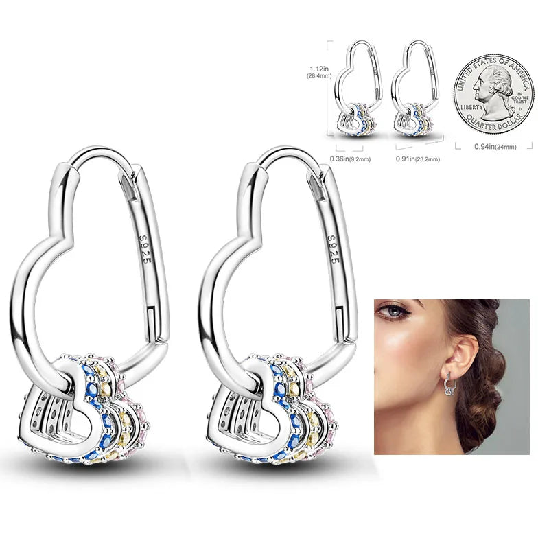 Cosmic Heart & Star Silver Hoops Collection