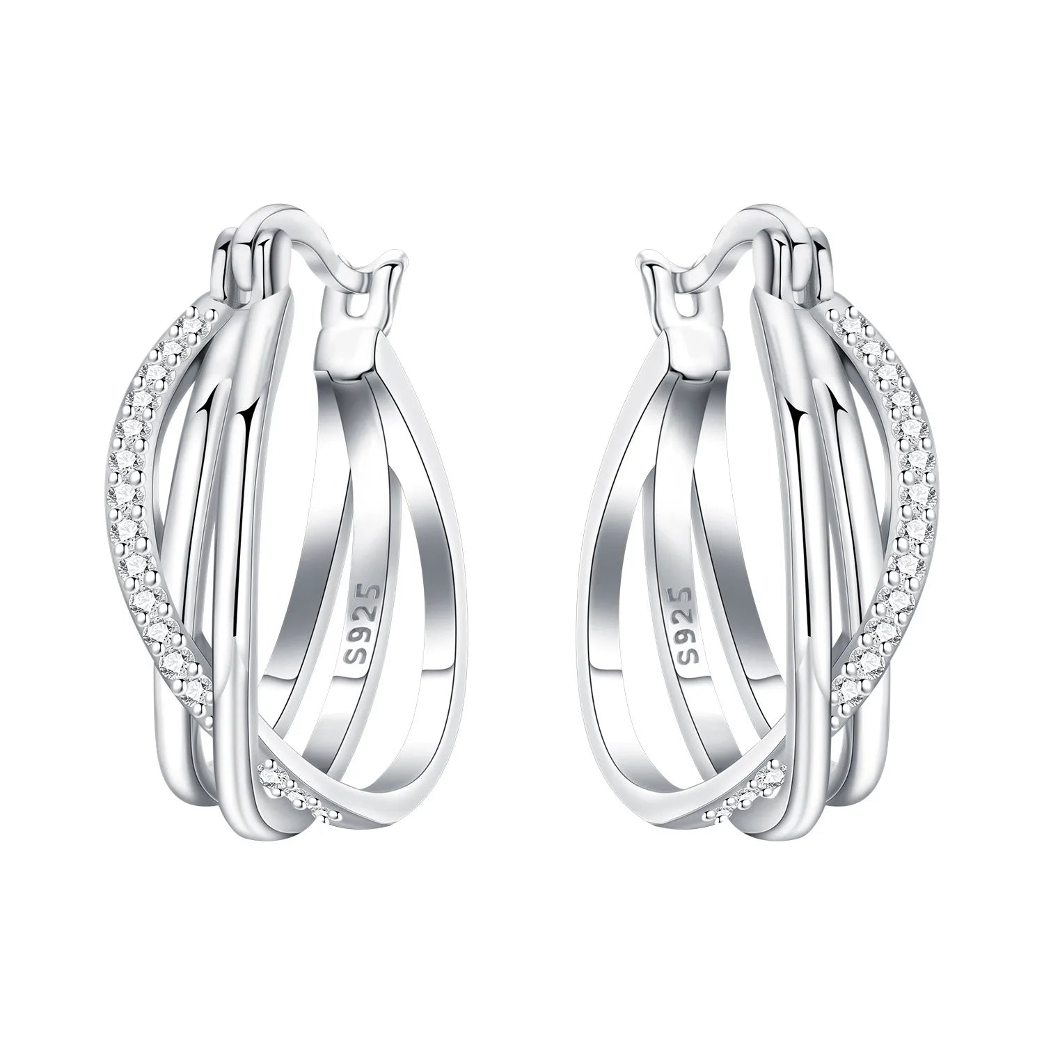 Lumineer Multi-Layer Sterling Hoops