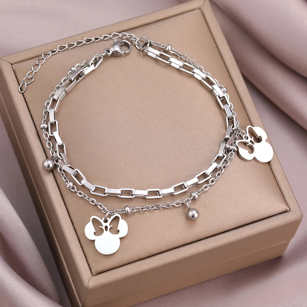 Sweet Bow Mouse Charm Bracelet
