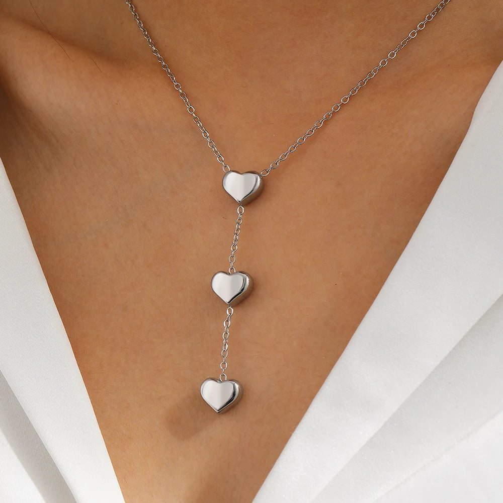 Peach Heart Fringe Necklace