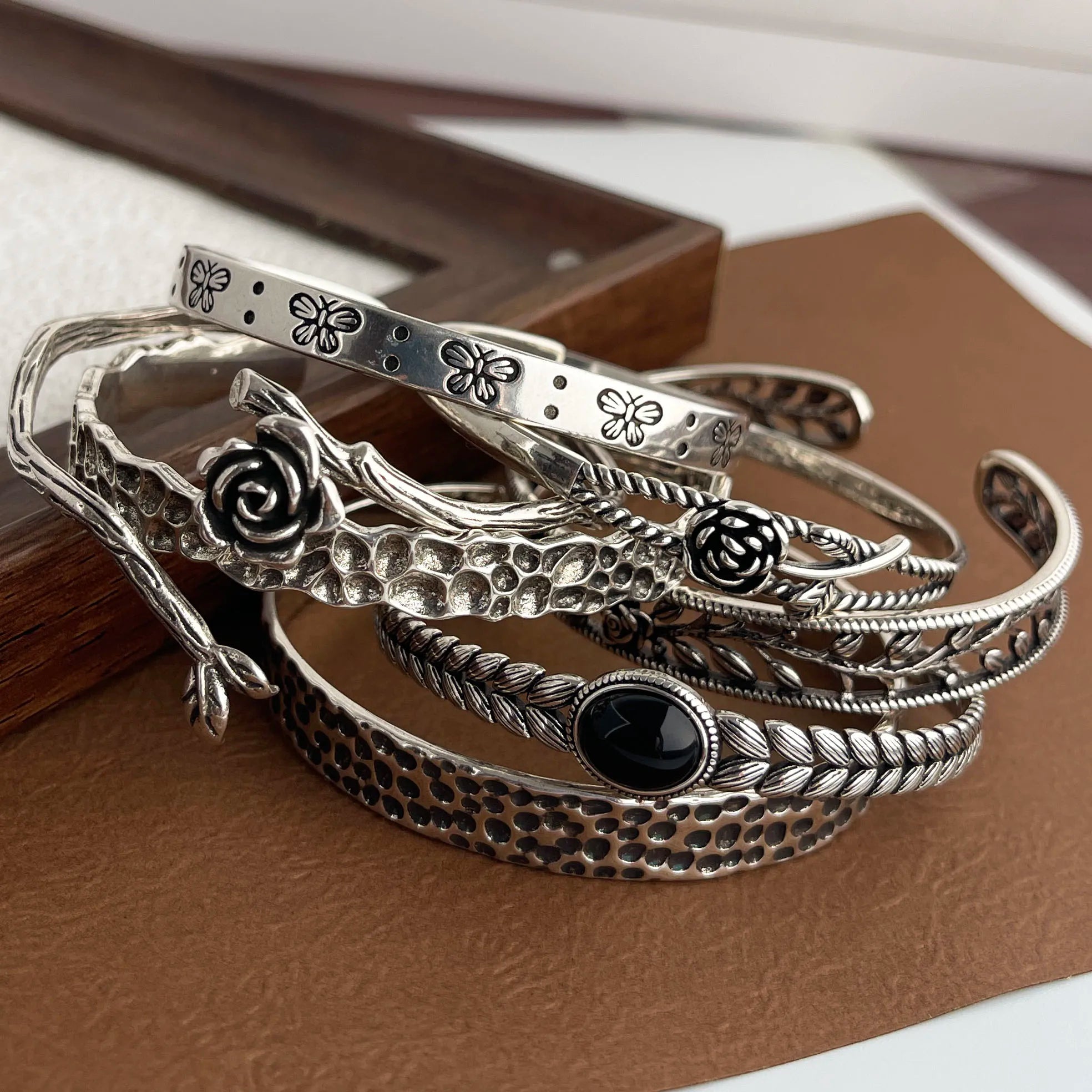 EternaBloom Vintage Silver Bracelet