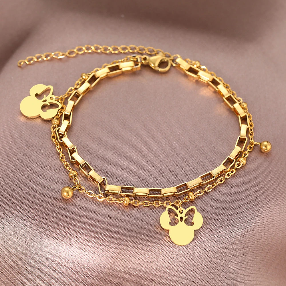 Sweet Bow Mouse Charm Bracelet