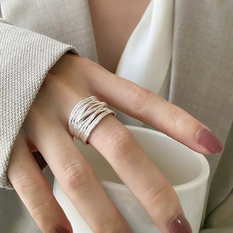 Aurelia 925 Sterling Silver Geometric Open Ring