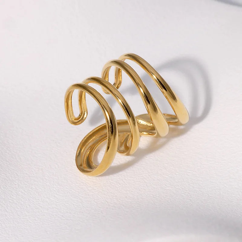 Golden Waveform Ring