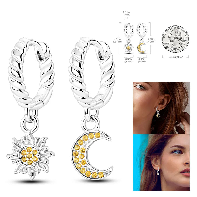 Cosmic Heart & Star Silver Hoops Collection