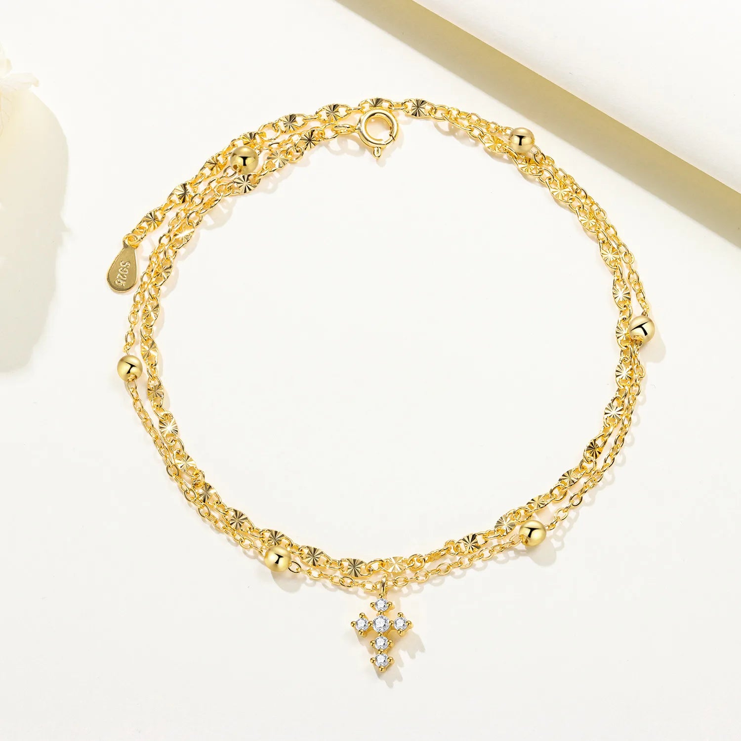 Orstarry Double Cross Grace Anklet