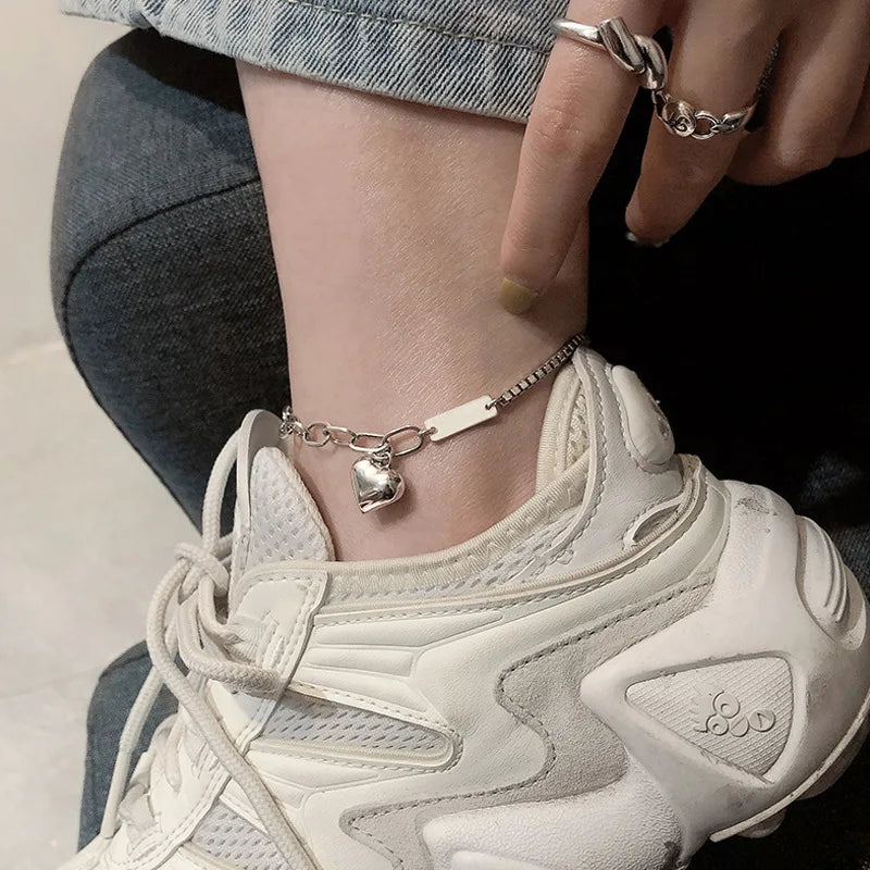 PureGrace Silver Heart Anklet