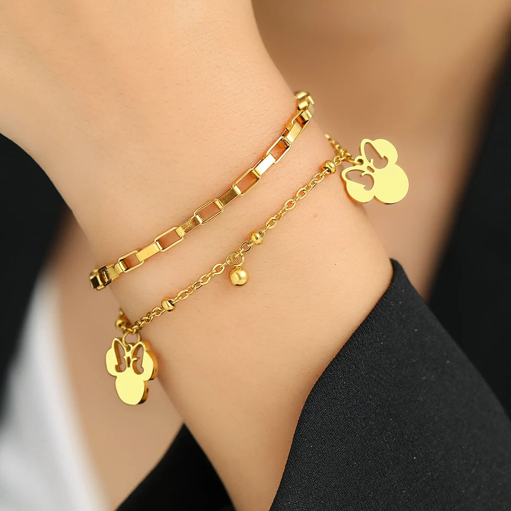 Sweet Bow Mouse Charm Bracelet